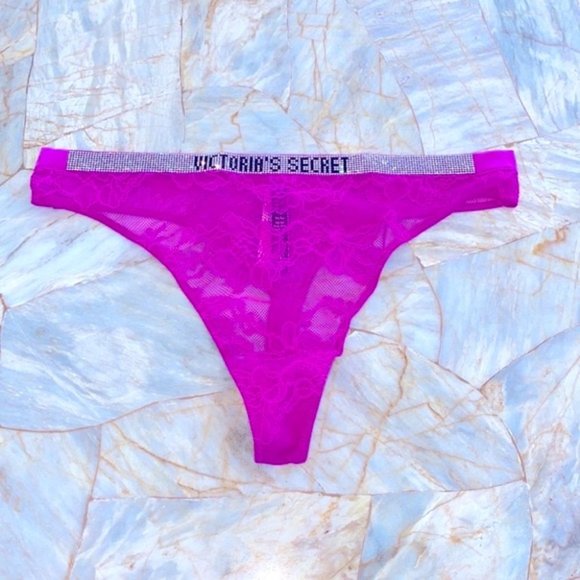NWT XL Victoria’s Secret Fuchsia Shine Strap Thong X-Large - Picture 1 of 9